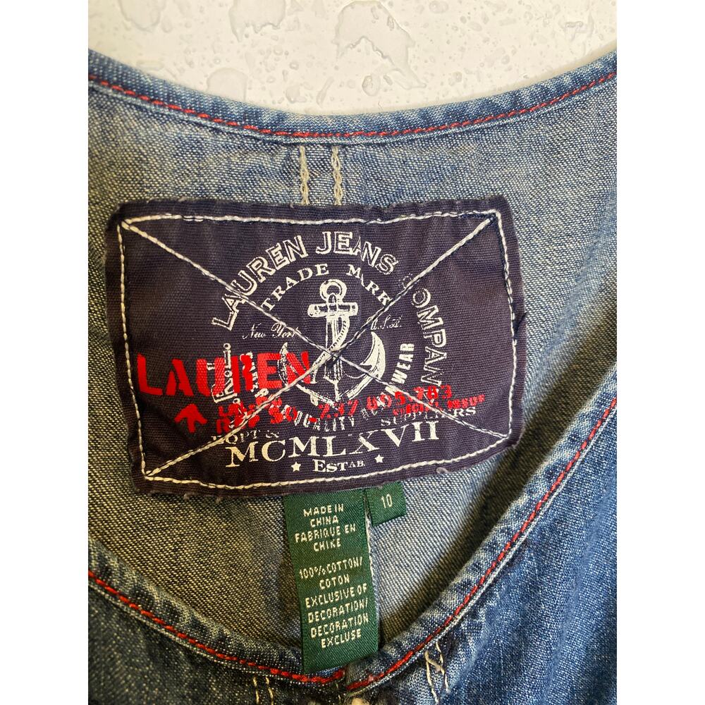 LRL Vintage Sleeveless Nautical Denim Dress Fit & Flare Lace Up Front EUC Sz 8 - Picture 3 of 14